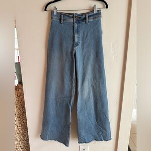 Zara High Rise Wide Leg Blue Jeans